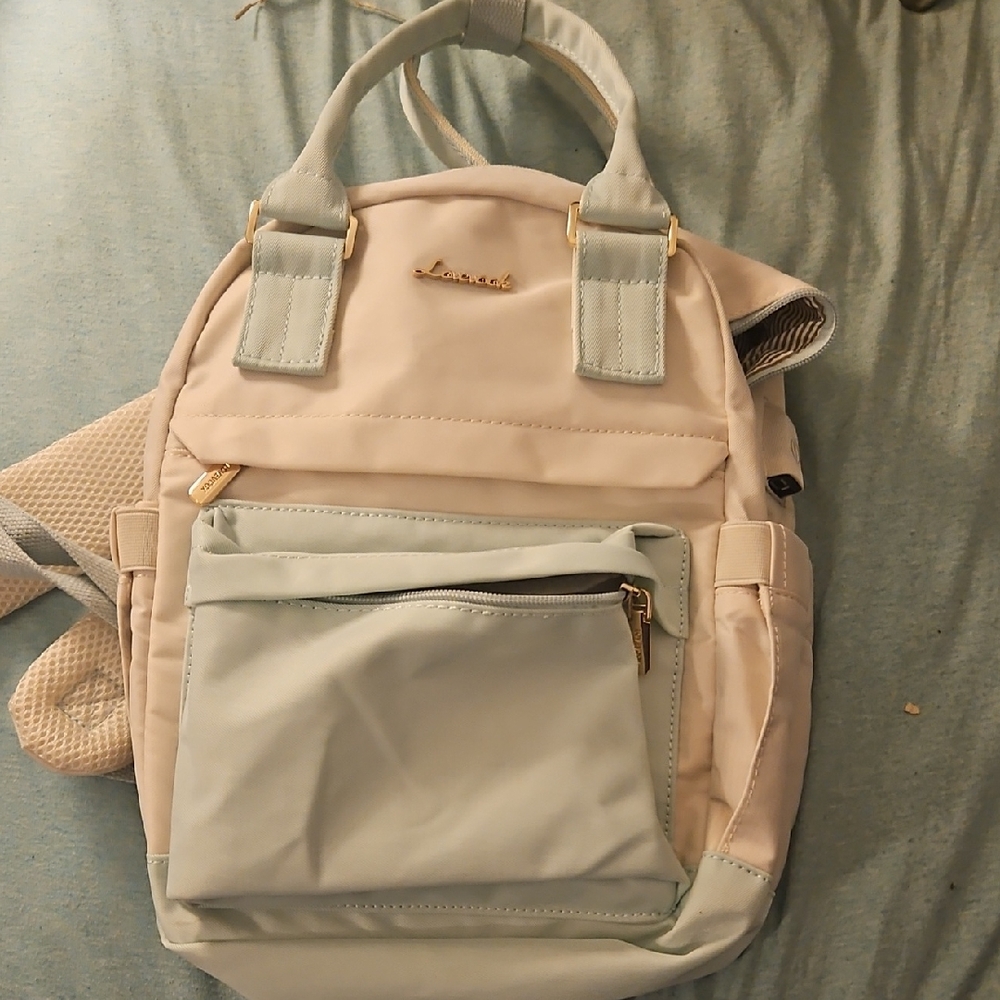 Cream & Mint Women's Backpack Tote - Dual-Handle Daypack